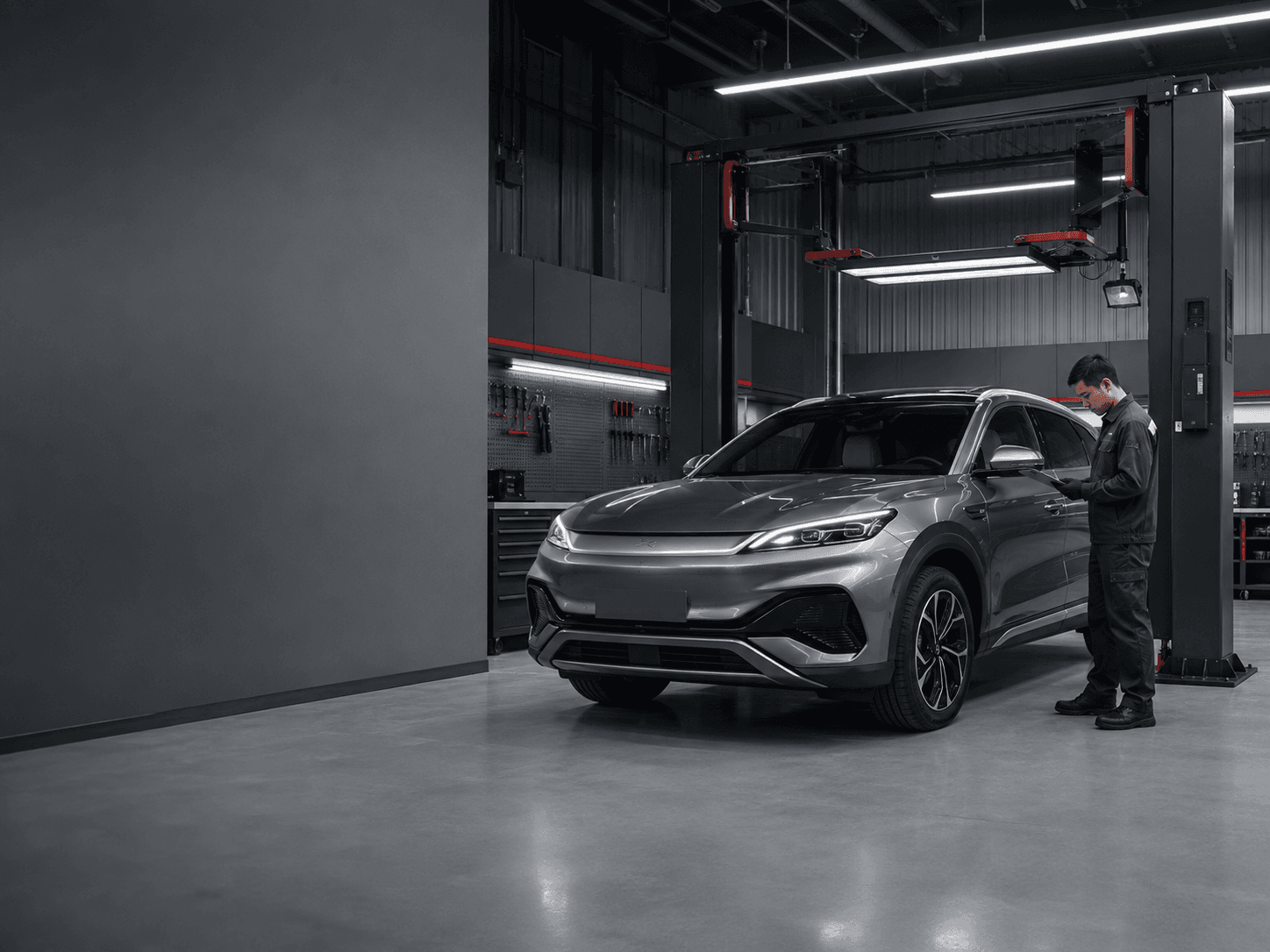 BYD vehicle undergoing professional service inspection